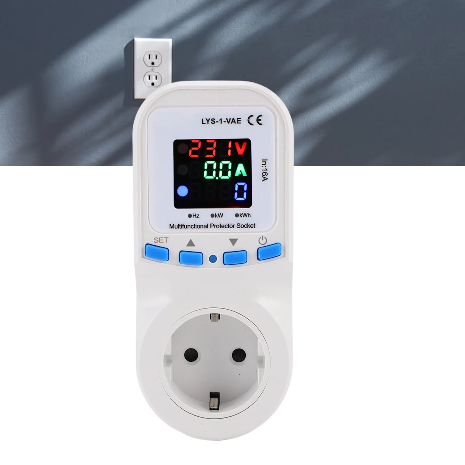 

Adjustable Voltage Current Protector Socket Automatic Over Under Voltage Over Current Protect 1-16A LYS-1-VAE