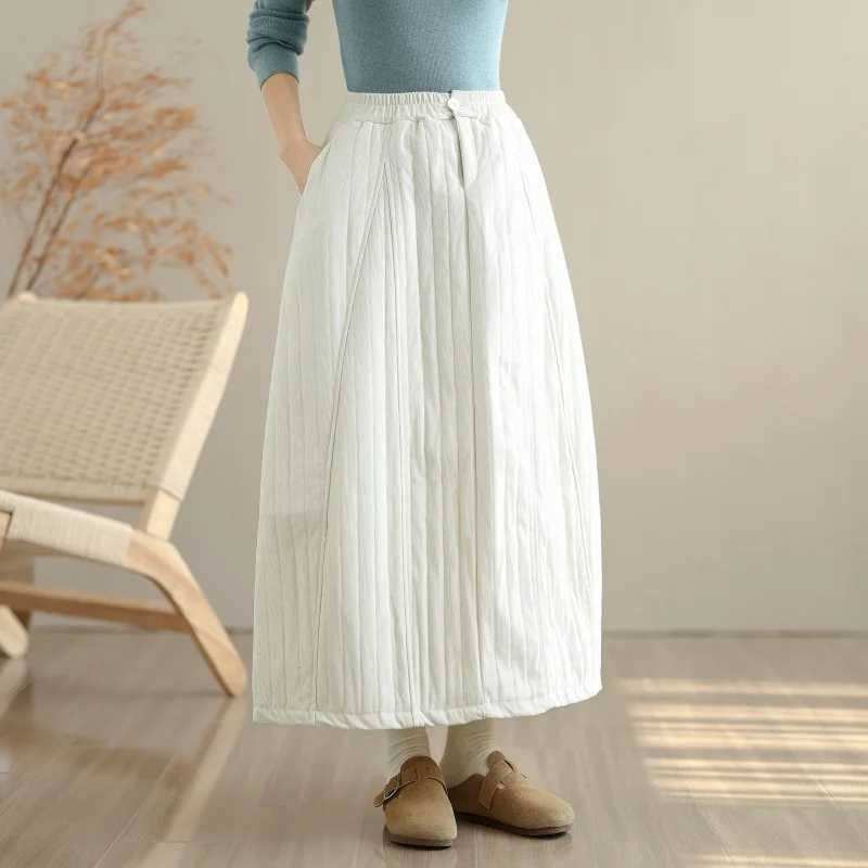 Lichtgewicht Winter Zacht Katoen Flanel f-lengte Rok Dames Corduroy Thi Lange A-lijn Rok Artistieke Sle Ciwalk