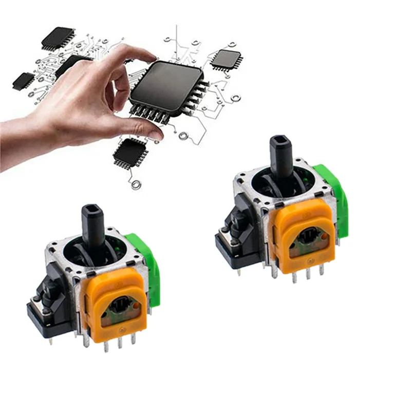 ABKI-10 Buah untuk PS4 Hall Potensiometer Joystick Elektromagnetik Logam Oranye & Hijau + Plastik Dapat Disesuaikan IC Elektromagnetik Joy