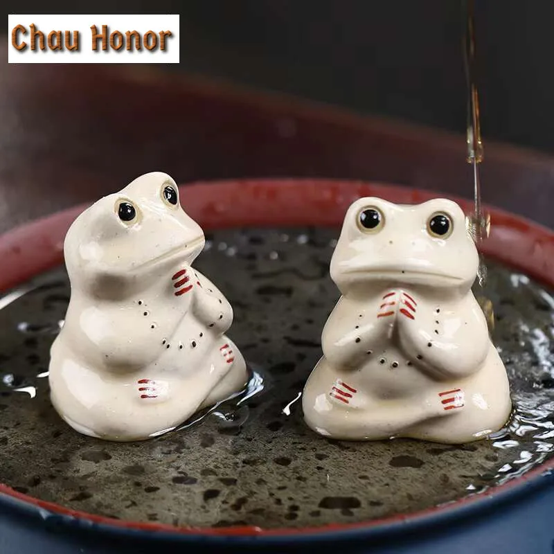 Ceramic Frog Shape Tea Pets Chinese Kung Fu Tea Desktop Decorations Ornaments Zen Animals Figurine Teaware Ceremony Accessories