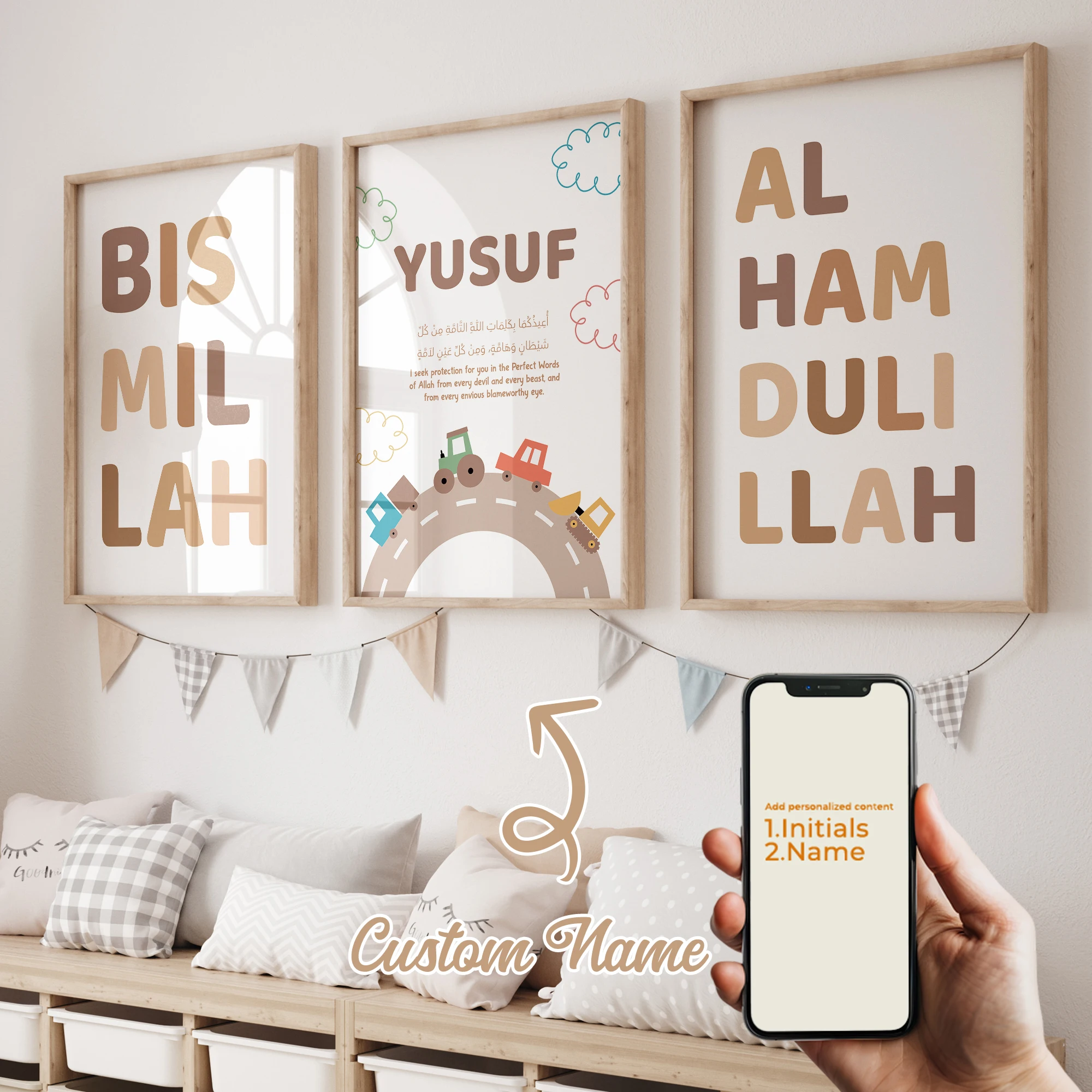 3pcs Personalized Custom Name Cartoon Scripture Prayer Wall Art Print Picture Canvas Poster Painting For Living Room Home Decor image 2