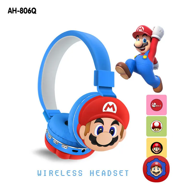 Super Mario Brothers Wireless Bluetooth Headphones Cartoon Design Birthday Gift for Kids Adults