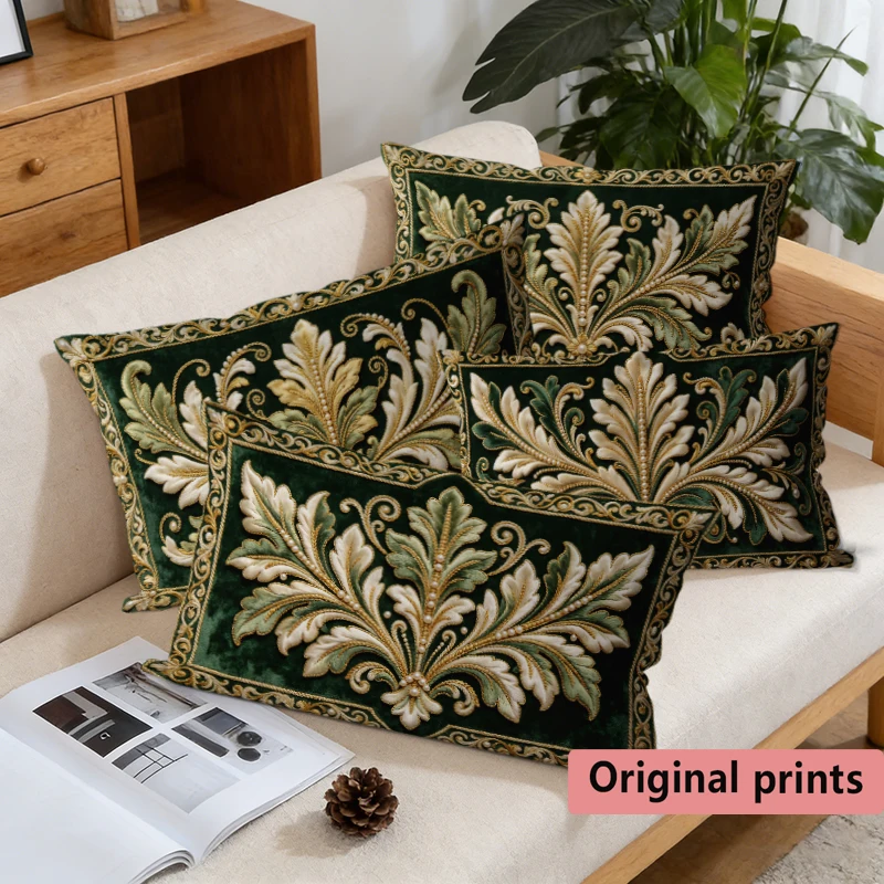 Luxurious Vintage Damask Rectangle Pillow Covers Suitable For Sofa Bedroom Car Cushion Rectangular Back Cushion