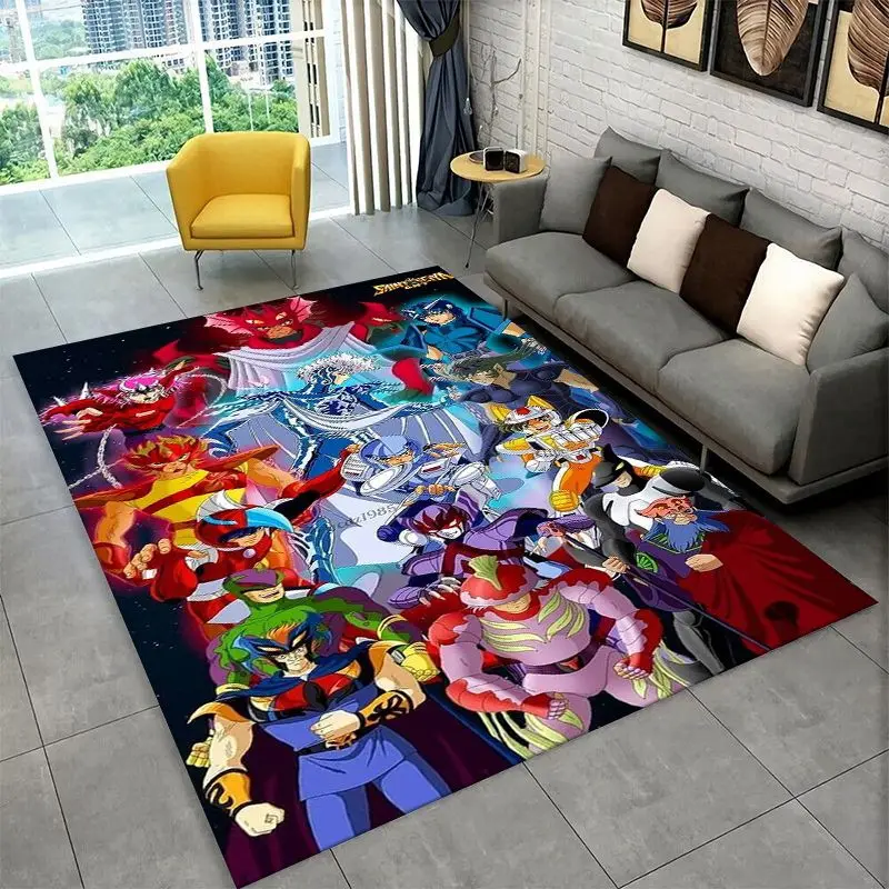 Retro Saint Seiya Anime Cartoon Carpet Rug for Playroom Bedroom Living Room Sofa Home Decor,kid Area Rug Non-slip Floor Mat