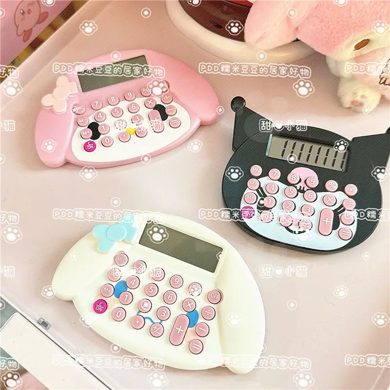 Sanrio anime kawaii cat head calculator Cinnamoroll Kuromi My Melody cartoon innovative and convenient mini cute girl heart gift