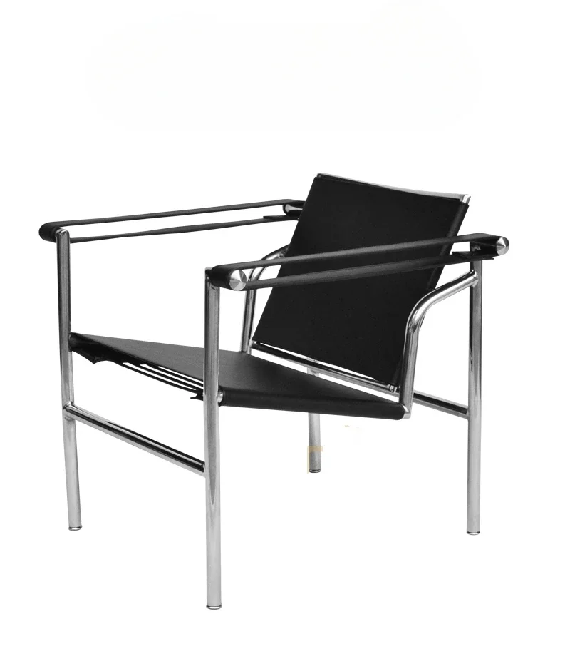 Lounge Leisure PU Leather Cow Leather Stainless Steel Frame Chair for Living Room Corbusier Bauhaus Style Armchair Chair