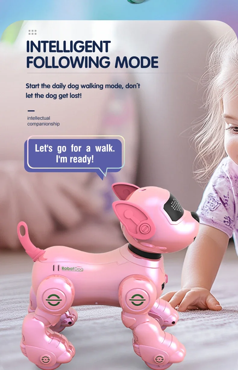 Inteligentny pies robot RC, sterowany głosem, mechaniczny zwierzak, programowalny, chodzący, śpiewający, tańczący, interaktywny elektroniczny zwierzak, prezent dla dziecka.