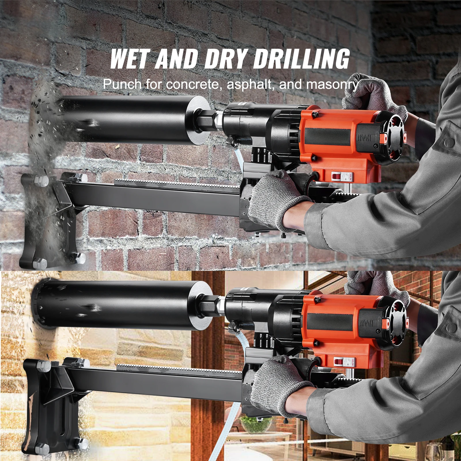 SucceBuy 3200W 750RPM Wet/Dry Diamond Core Drill Machine Concrete Drill Rig Stand Industrial Wet Electric Core Drilling Machine