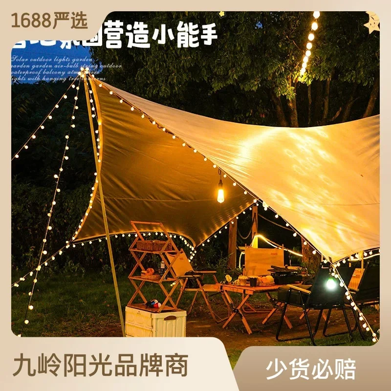 Solar small white ball light string Outdoor courtyard waterproof camping canopy Atmosphere round ball light string