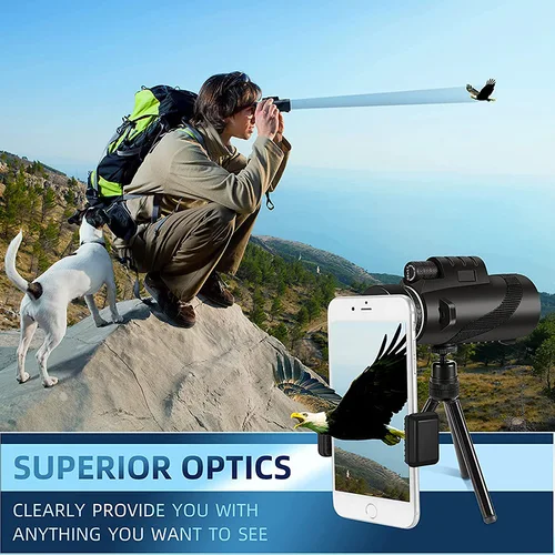 Imagen 2 del producto Telescopio monocular HD 80X100 de alta potencia: perfecto para caza, camping, viajes y observación de estrellas al aire libre