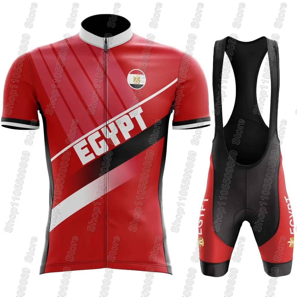 Ensemble de cyclisme Égypte 2026 pour hommes – Maillot de vélo à manches courtes, tenue de cyclisme sur route, short à bretelles et maillot VTT