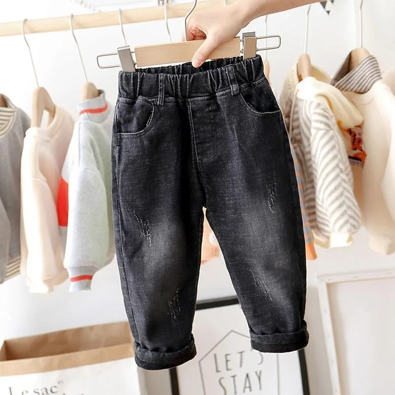 RAISE Children Boys Jeans Autumn 2-8Yrs Kids Boys Denim Pants Loose Winter Fleece Warm Elastic Waist Toddler Baby Boys Trousers