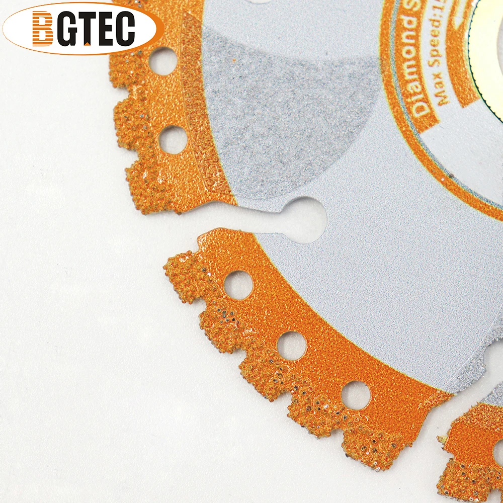 BGTEC 2pcs Vacuum Brazed Diamond Universal Cutting Disc 4/4.5/5/7/9 Inch All Purpose Demolition Blade Rebar Concrete Stone Steel