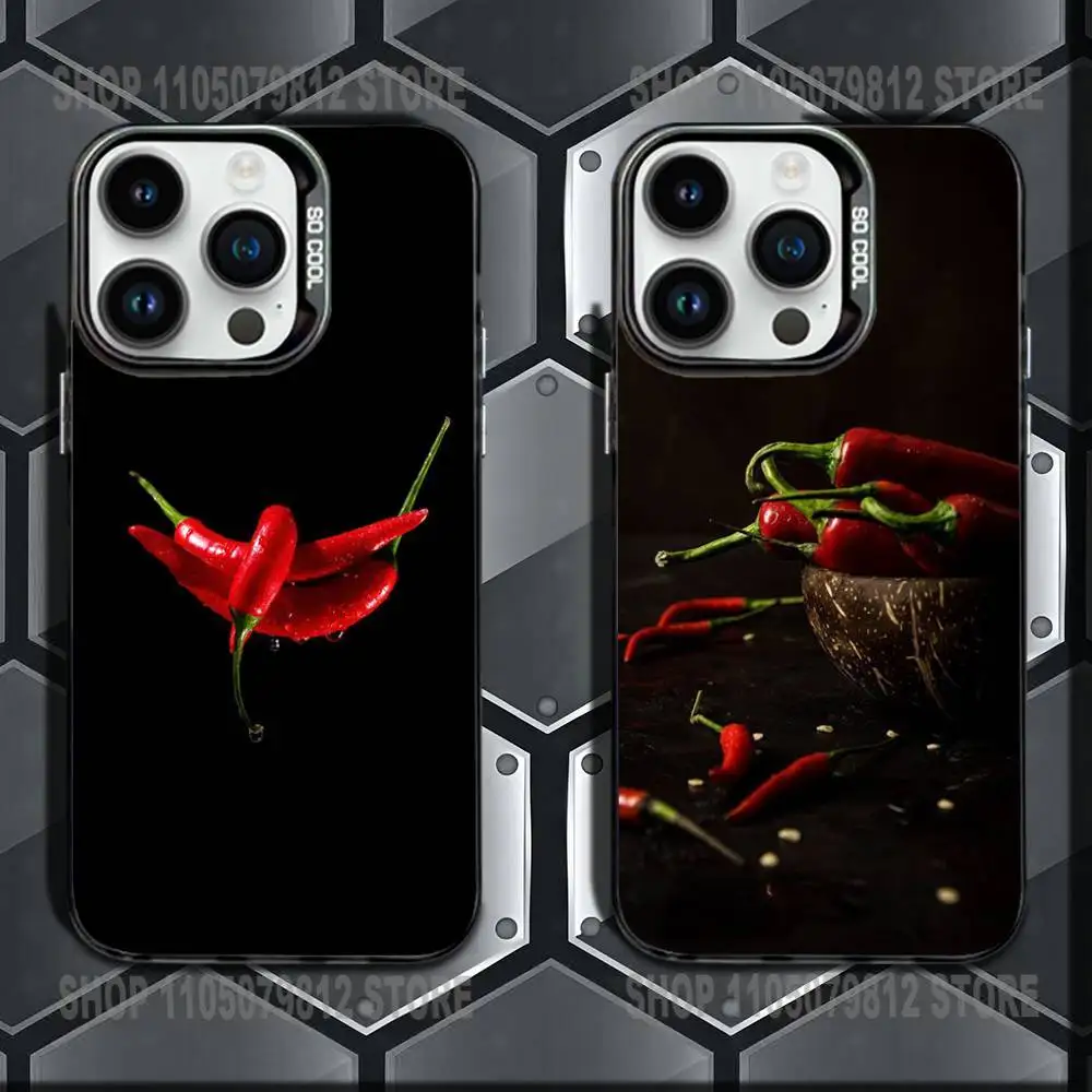 

Spicy Red Chili Peppers Phone Case For iPhone 16,15,14,13,12,11,Mini,Pro,E,MAX Black Candy Matte Shockproof Cover