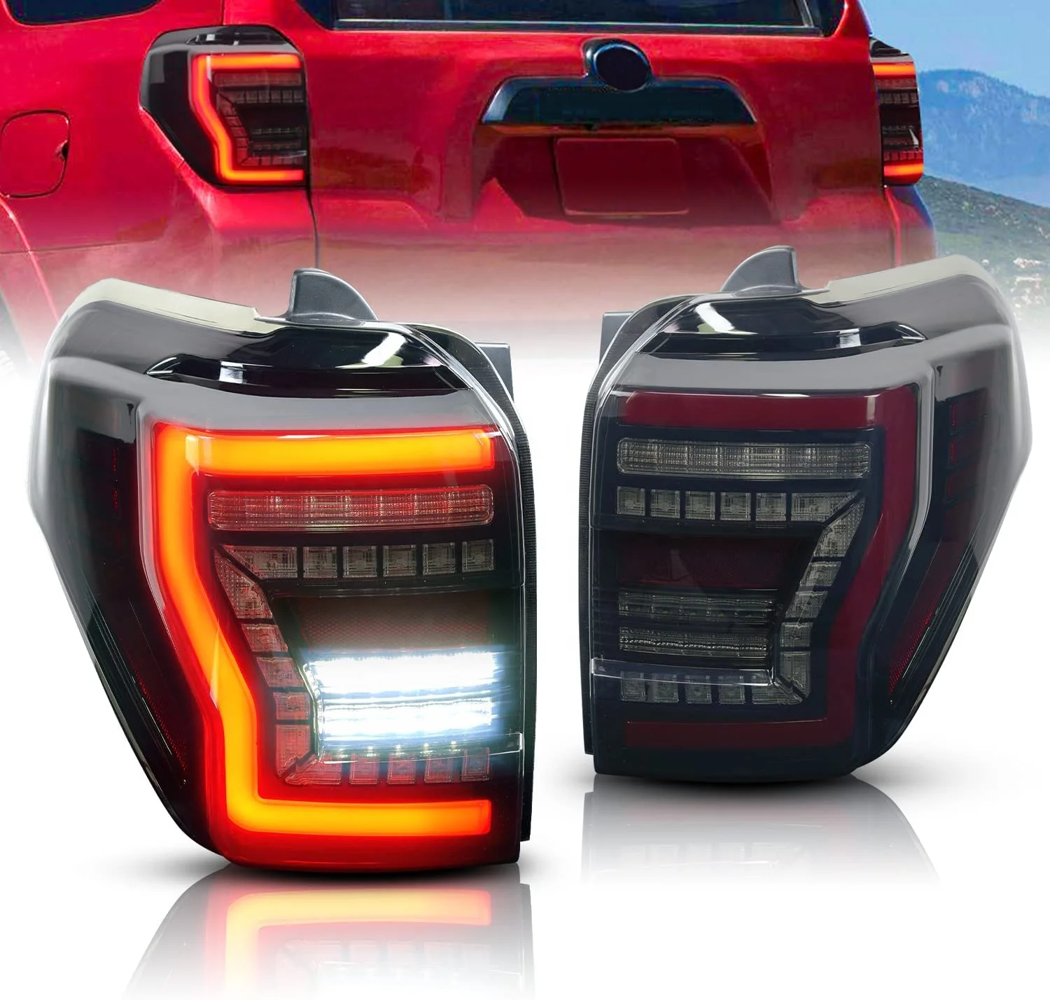 

For 2010-2023 Toyota 4Runner LED Tail Lights Assembly w/Sequential Turn Signal & Start Up Animation Brake Reverse Lights Replace