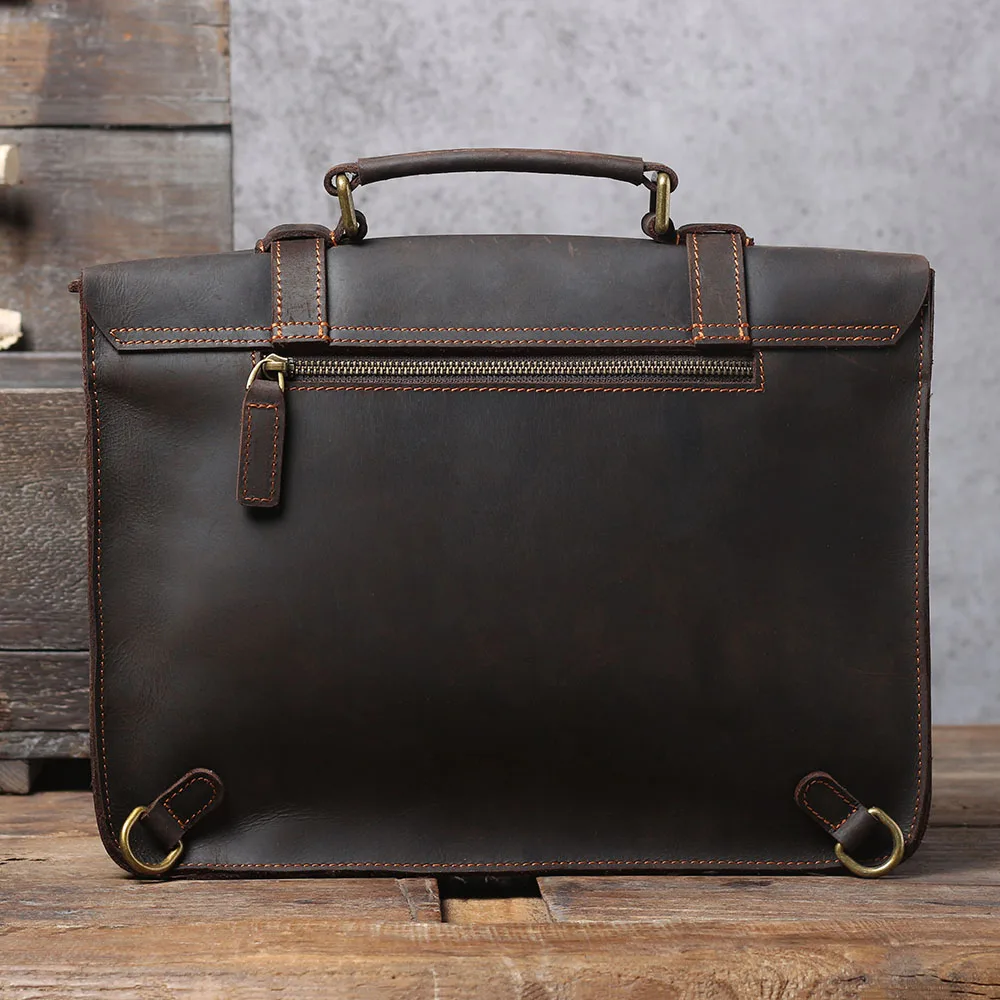 S.WORKER Echtleder-Aktentasche für Herren | Vintage Büro-Handtasche Laptop-Tasche – Detail 9