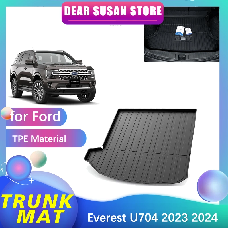 

Car Rear Trunk Mat Tray for Ford Everest U704 2023 2024 Part Liner Luggage Tray Boot Cargo Foot Cover Pad Carpet Rug Accessorie