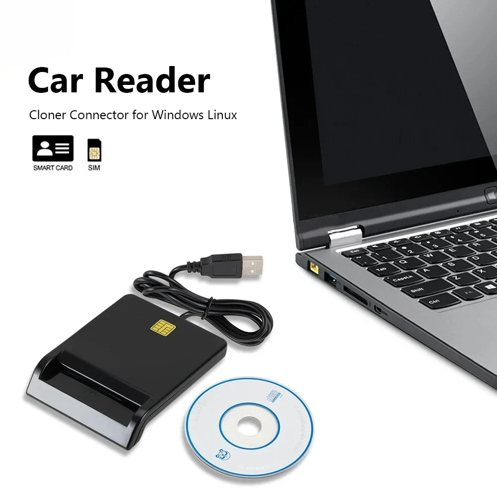 Portable USB 2.0 Smart Card Reader DNIE ATM CAC IC ID Bank Card SIM Card Cloner Connector for Windows Linux