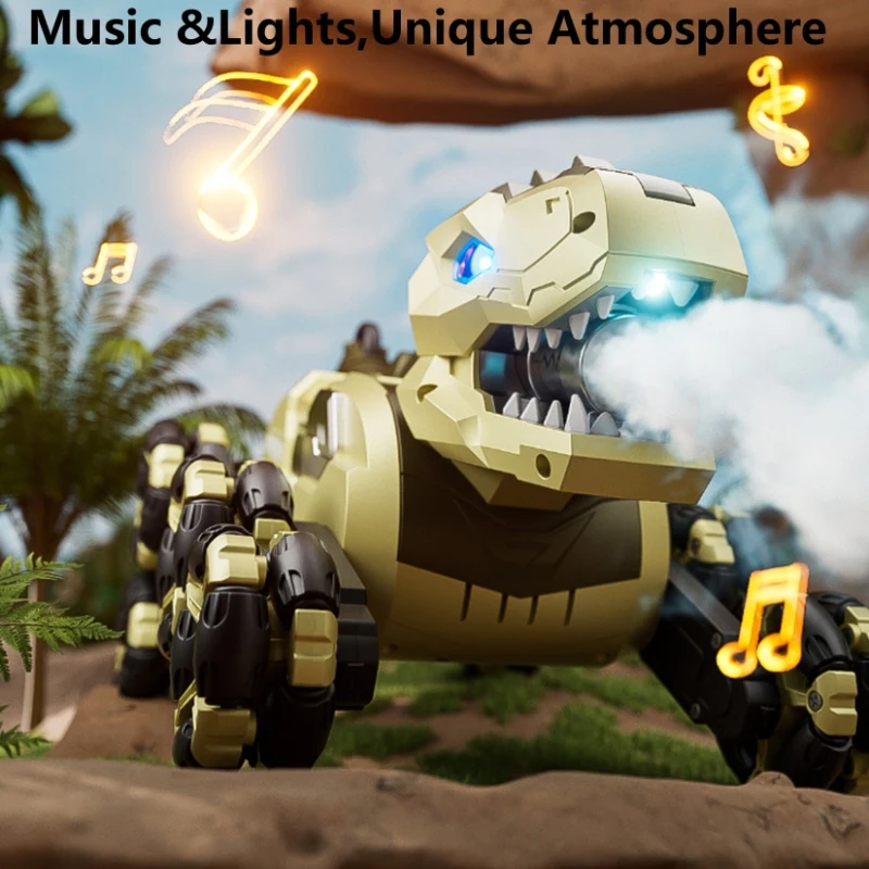4WD Doppia Modalità di Controllo Remoto Dinosauro Robot Giocattolo 2.4G Gesto di Rilevamento 8 Ruote Stunt Spary Musica Voce di Controllo Remoto Dinosauro