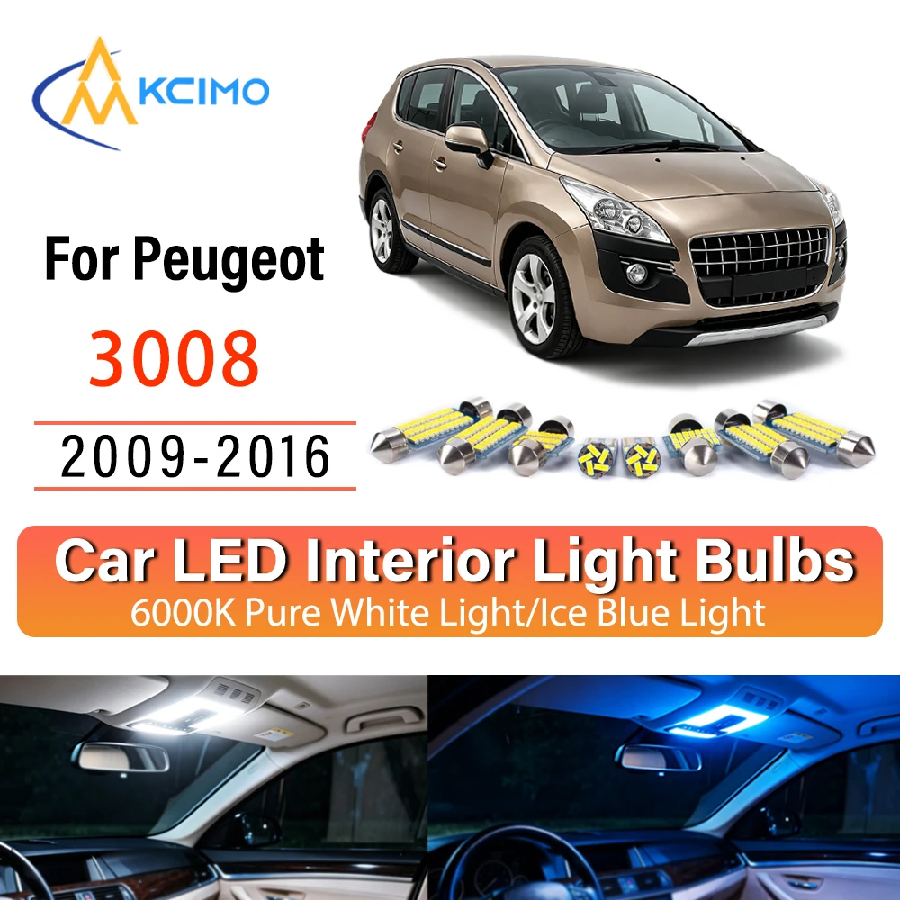 Premium LED Interior Lights For Peugeot 3008 2009-2016, Blue Light,White Light, Atmosphere Lights Kit, Long Lasting Easy Install