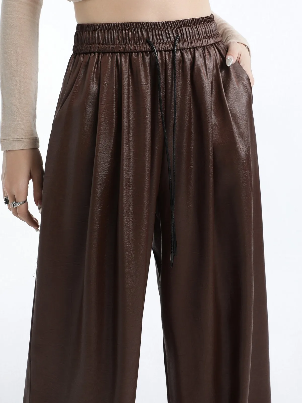 ZHISILAO Wide Leg Straight Pants Women Vintage Solid Full Length Trousers Autumn 2024