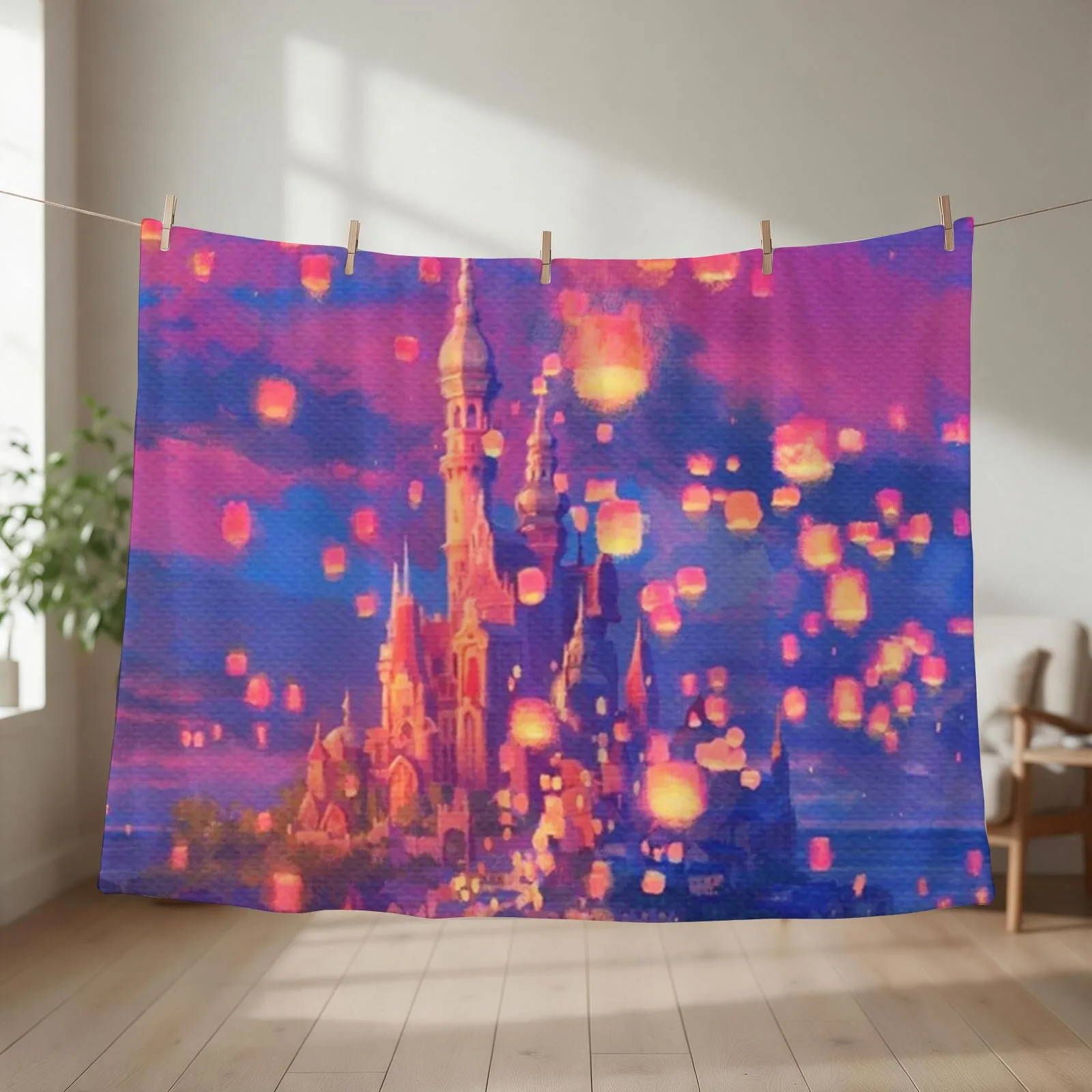 Lanterns floating Throw Blanket cosplay anime Thermals For Travel Multi-Purpose Soft Plaid Blankets