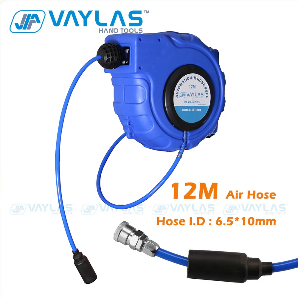 VAYLAS Automatic Air Hose Reel 12M 6.5*10mm Pneumatic Hose Automatic Retractable Reel Telescopic Drum Winder Hose