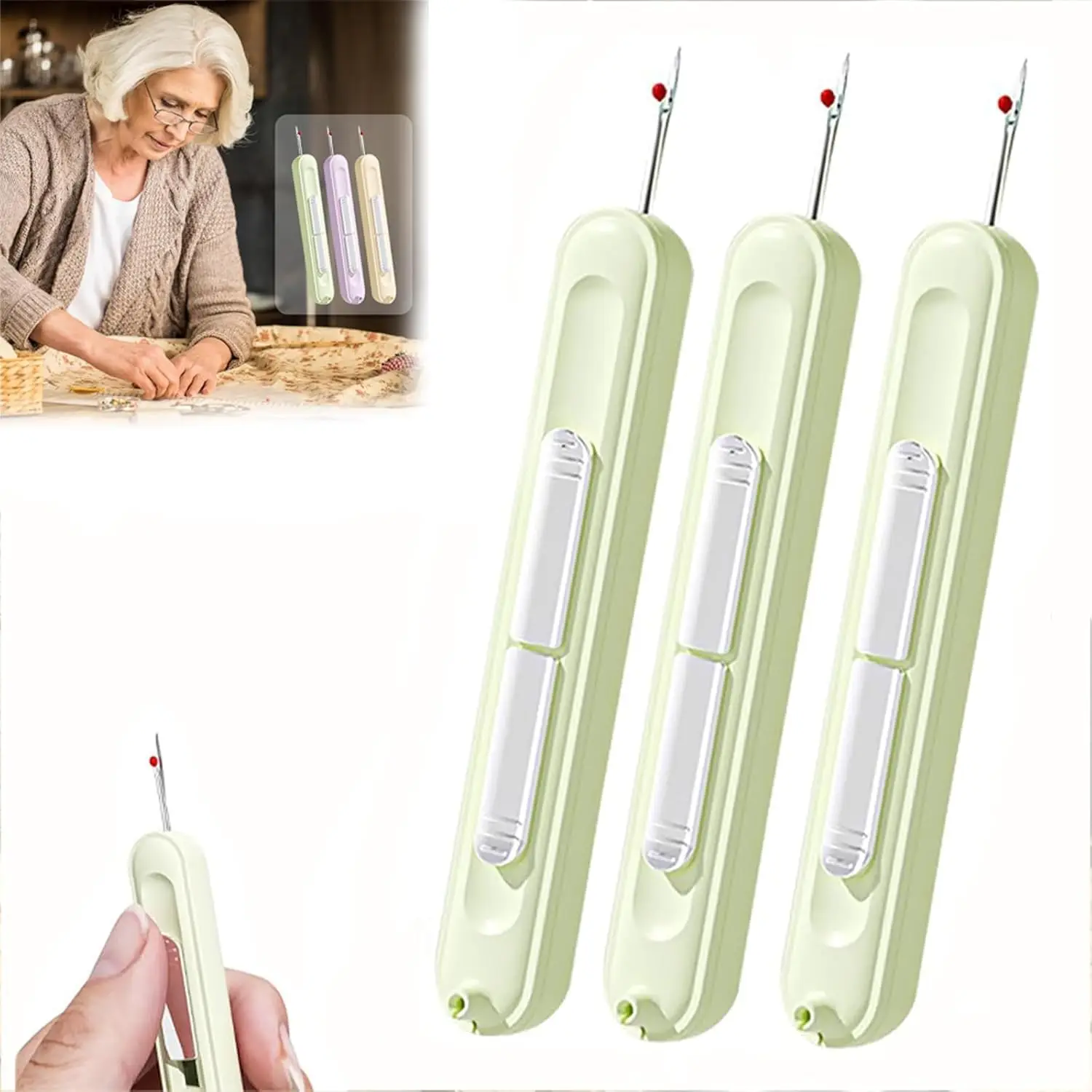 

2025 New 2-in-1 Needle Threader, Seam Ripper, Sewing Tool for Removing Threads, for Sewing Pockets, Sewing, and Needle Crafts
