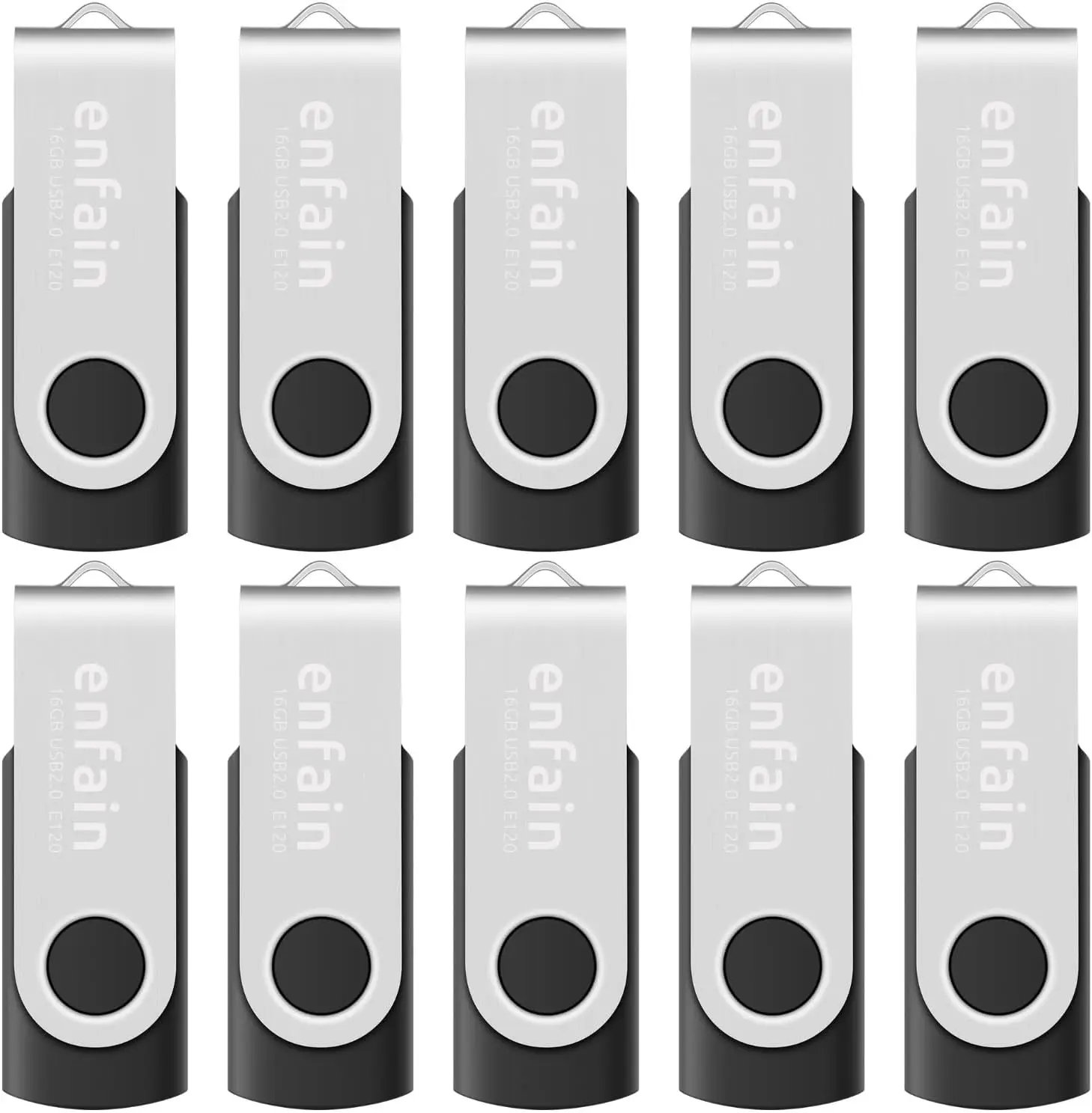 

USB-флеш-накопитель 16 ГБ USB 2.0, 10 штук в упаковке | Флеш-накопители с поворотным механизмом, 160 ГБ, с этикетками, для офиса, школы и массового хранения – удобные и практичные