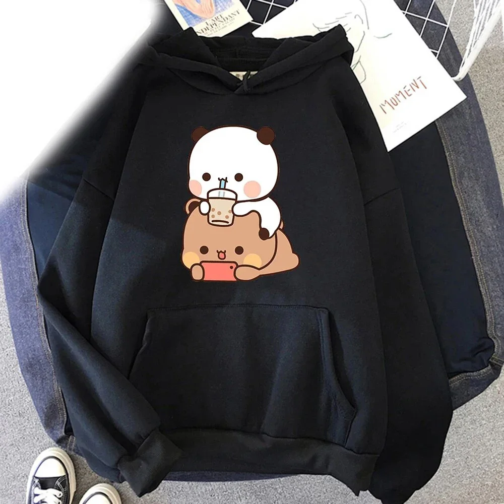 New Kawaii Bubu And Dudu Drink Bubble Tea Hoodies Print Men Woman Fashion Hoodie Oversized Sweatshirts Pullovers Unisex Clothing