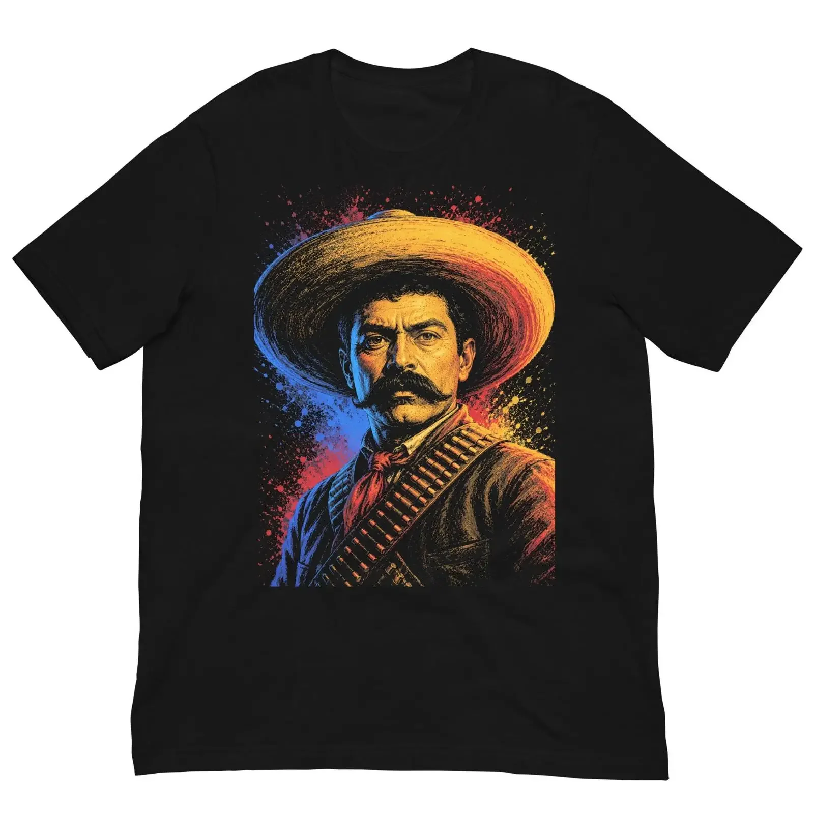 Pancho Villa T Shirt Mexican Revolutionary Vintage Mexico Hero History Patriotic Cowboy Art vintage Washed graphic Casual