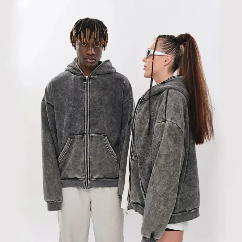American Thick Warm Women's Zip Up Hoodie Sweatshirt Autumn Winter Fashion Oversized Loose Hooded Sweatshirt Jacket Streetwear