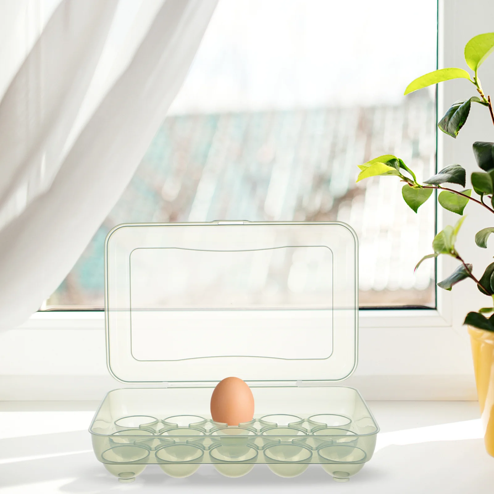 

Storage Box Plastic Holder For Refrigerator Space Saving Flip Lid Egg Tray Kitchen Organization Tool Countertop Pantry Use