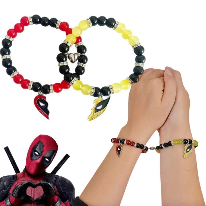 Deadpool and Wolverine Best Friends Bracelet Set Friendship Matching Heart Bracelets Bangle for Women Men Cosplay Jewelry Gift