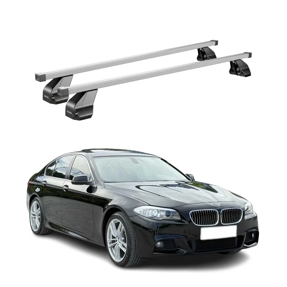 Fix Point Roof Rack Cross Bars For BMW 5 Series F10 Sedan 2011-2016 Steel Gray