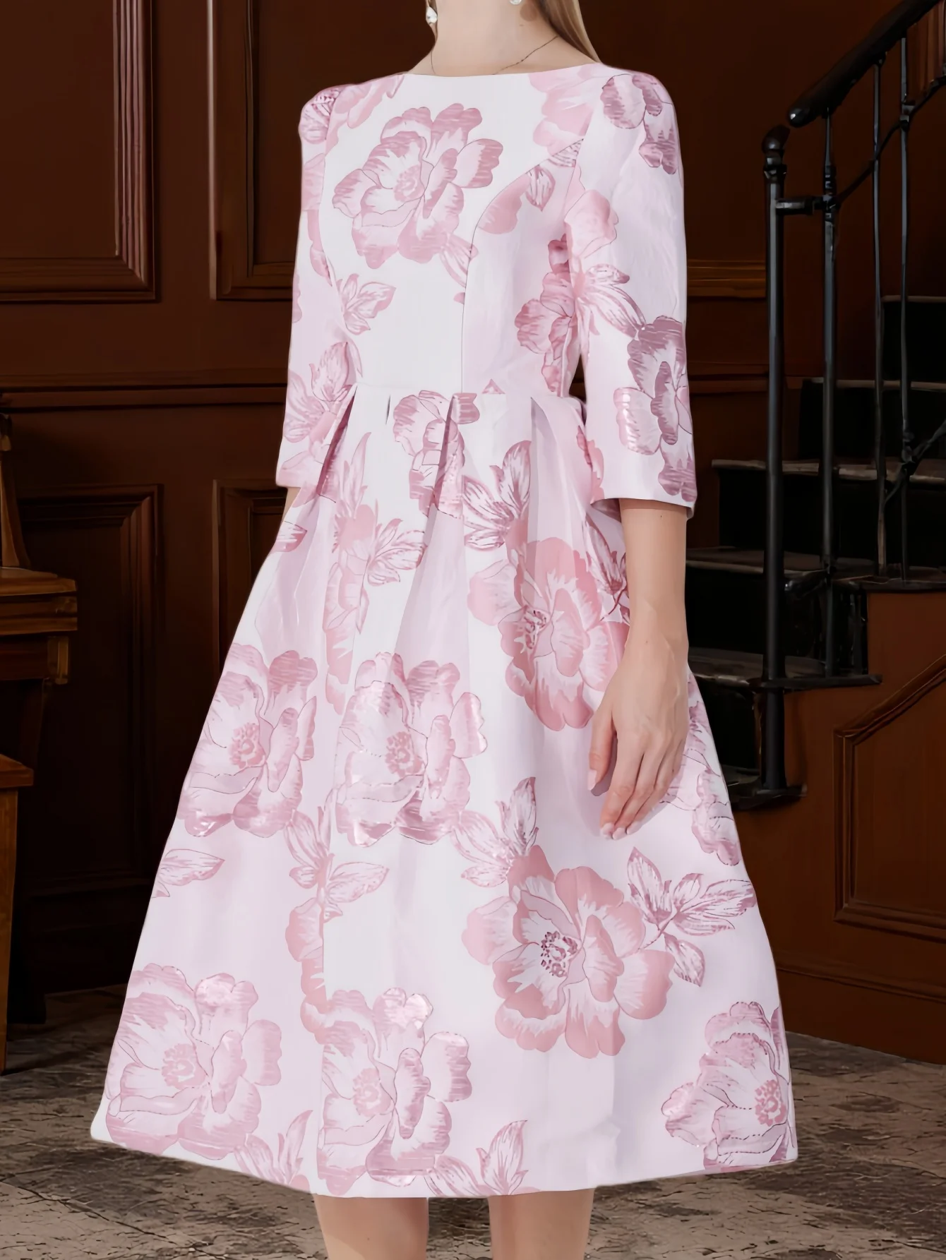 Elegant Luxury Jacquard Dress for Women Evening Boho Floral Fashion Clothing Vintage Ladies Party Vestidos tea party dresses