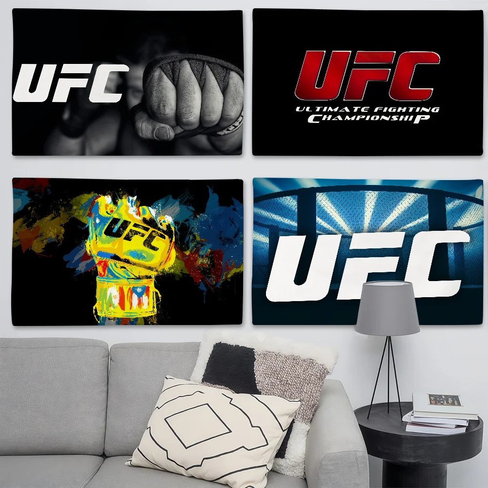 Bandera de combate de boxeo adecuada para fiestas de cumpleaños, sala de estar, dormitorio y decoraciones para acampar al aire libre U-UFC-S