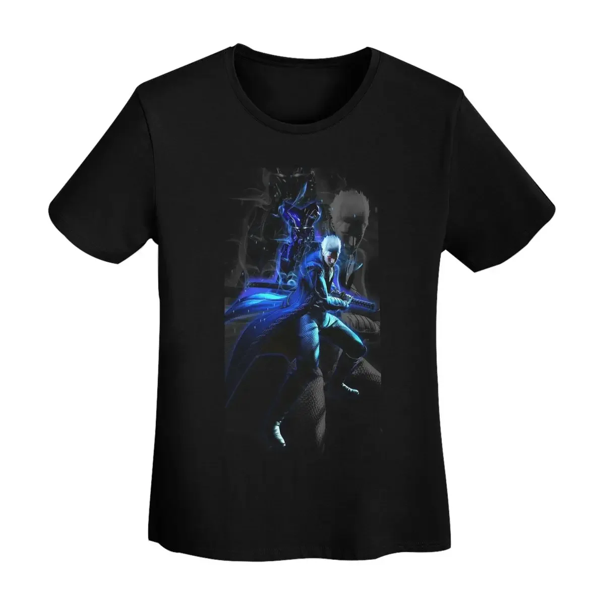 Camiseta de la serie Vergil From The Devil May Cry para mujer, camisetas de manga corta, ropa con cuello redondo, camisetas de algodón para verano, ropa de calle