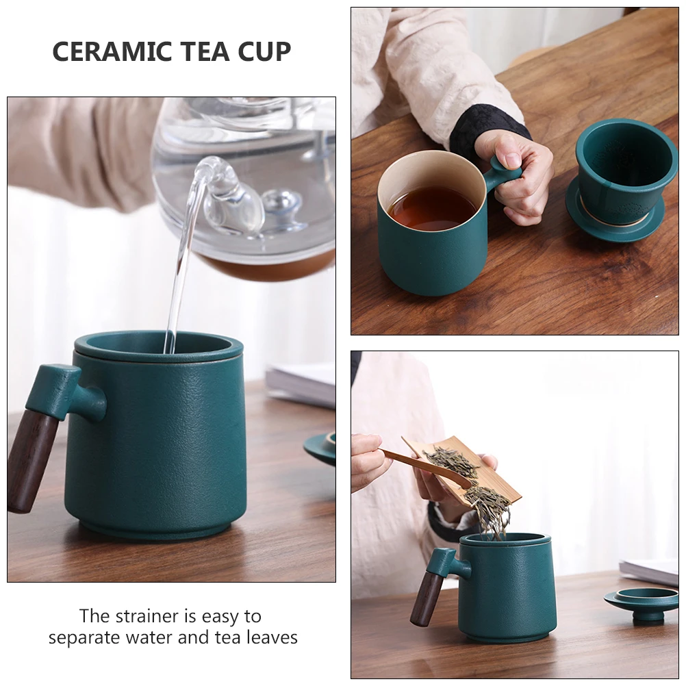 

Wooden Scalding Infuser Retro Style Ceramic Mug Tea Ceramic Tea Mug Set Cup Cup Kitchen Barware Travel Coffee