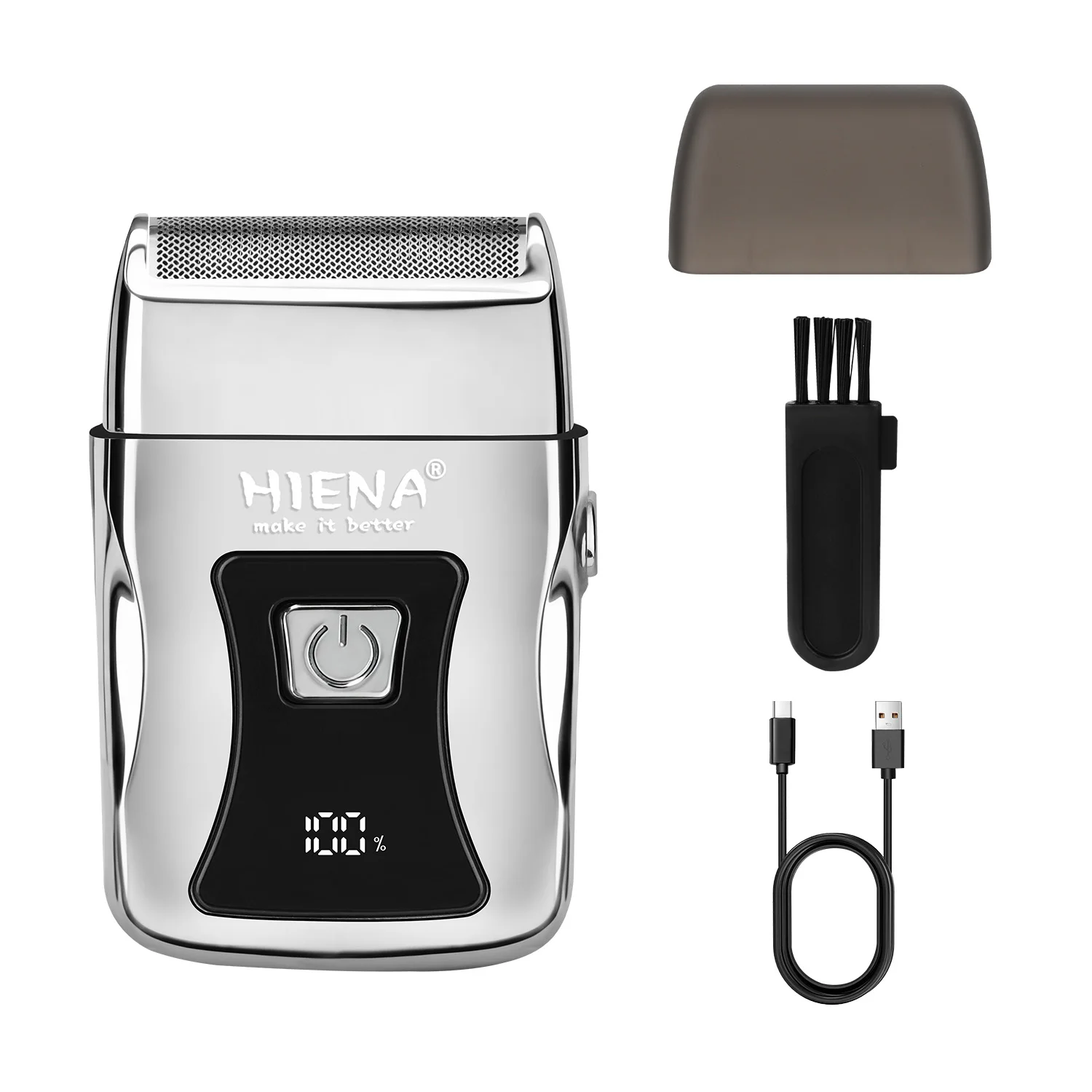 

Beard Trimmer Portable Mini Silver Men's Electric Shaver with Rechargeable Display Compact and Portable—Essential for Travel