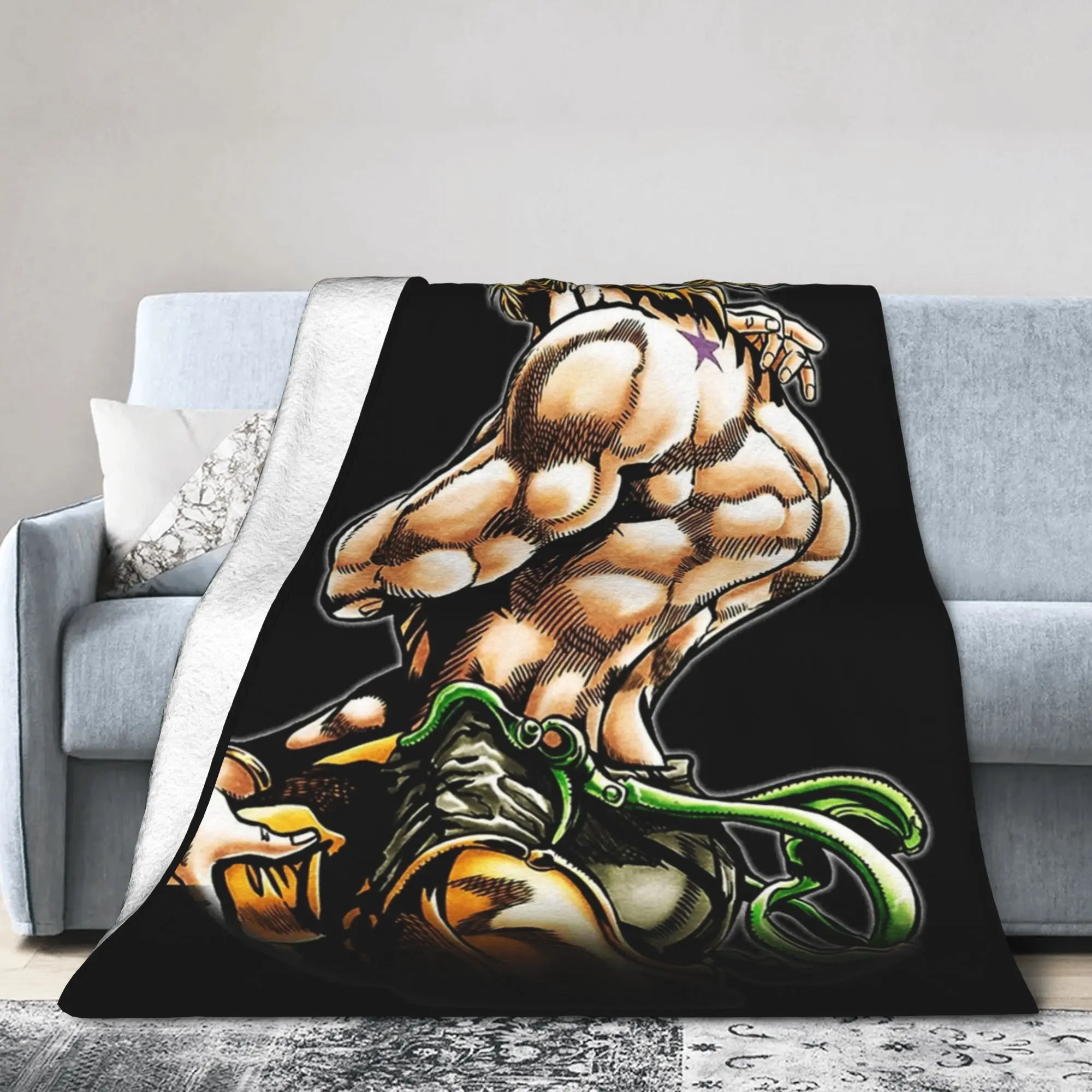 Jojos Bizarre Adventure Powerful Stand User Blanket Flannel Spring Autumn Warm Throw Blanket for Bed Couch Rug Piece