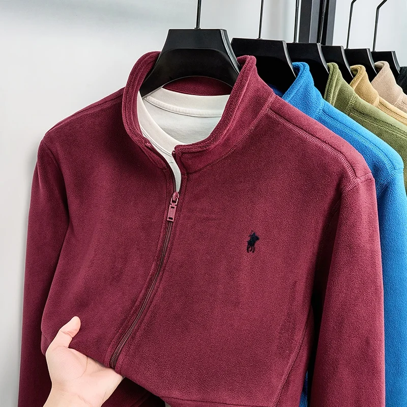 Modische Herrenjacke für Herbst und Winter, hochwertige, verdickte, warme Samtjacke, High-End-Marke Paul Pony, bestickte Jacke mit Reißverschluss und Stehkragen – Detail 23