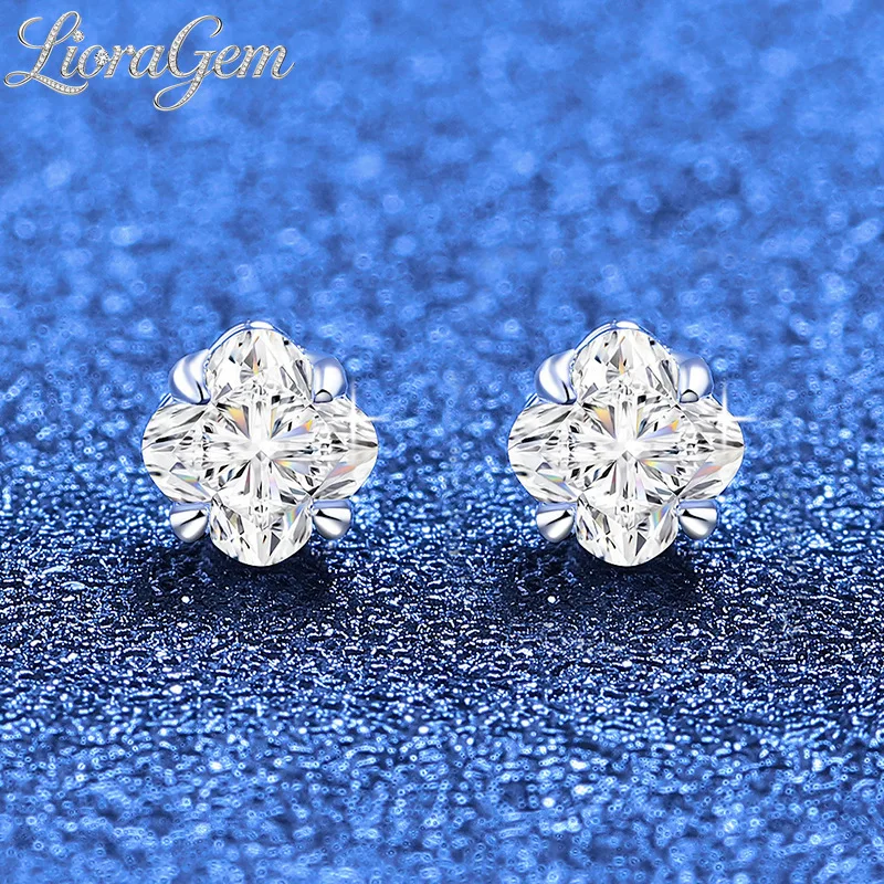 

Модные серьги-гвоздики LioraGem с муассанитом в форме узла удачи для женщин, простые сверкающие серьги с муассанитом, платина PT950