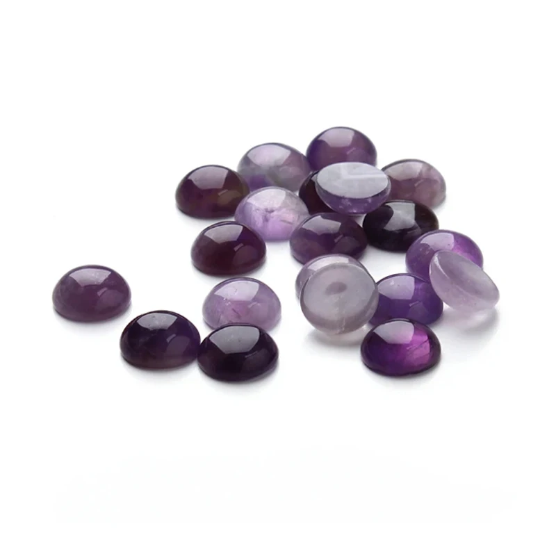 10pcs/lot  Amethyst Cabochons Round Natural Stone cabochon charms For Bracelet Earrings Ring Accessories Components Loose Beads