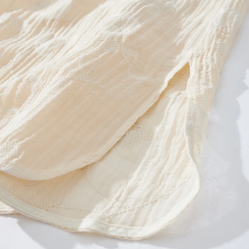 Retro geborduurd katoen Lin Long Sve Dr Slit Design groot formaat dameskleding opstaande kraag Sle Qipao Dr