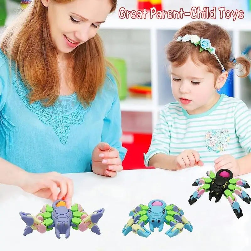 

Fidget Stress Toy 4pcs Spider Sensory Chain Doll Squeezable Toys Sensory Chain Fidget Toy For Christmas Birthday Easter New Year