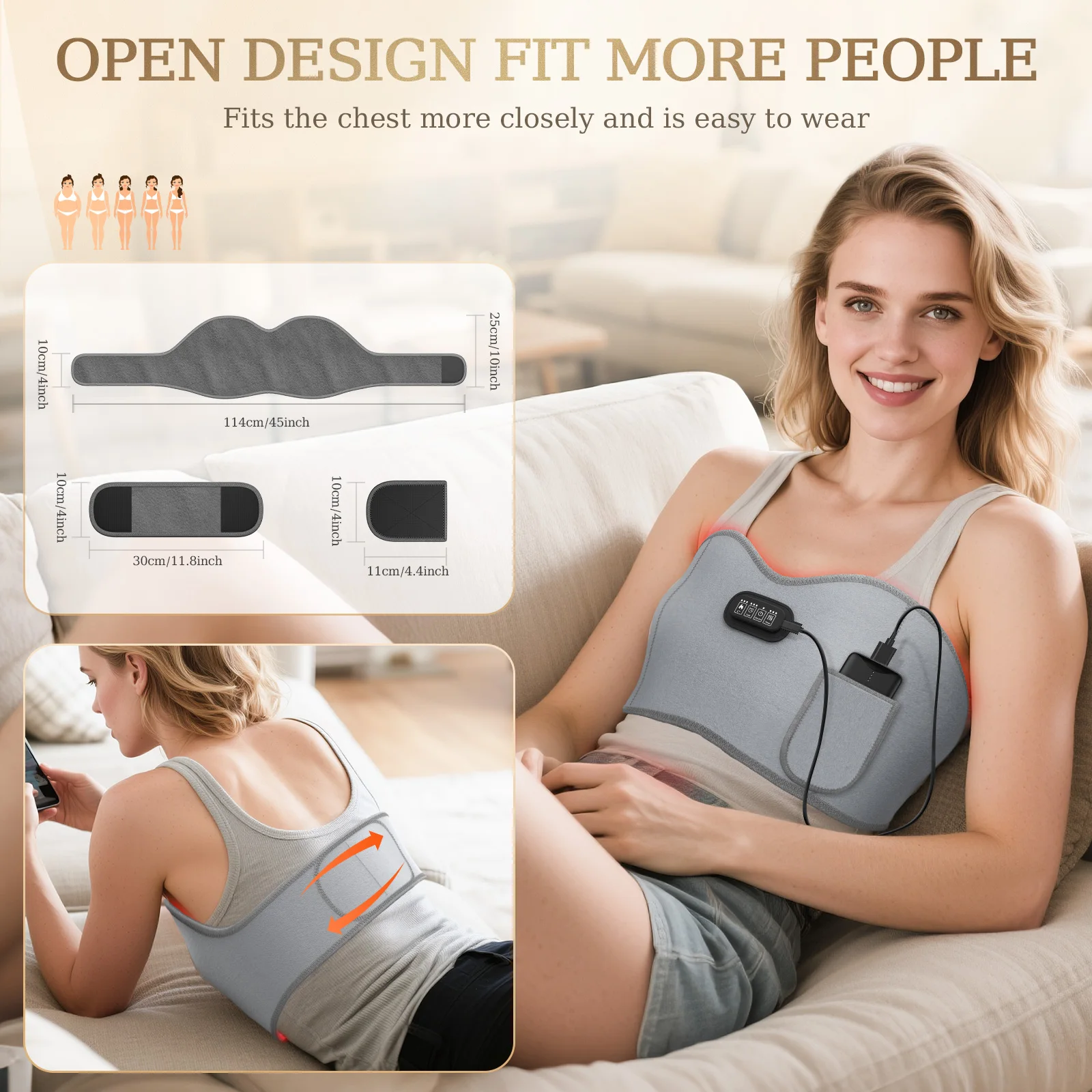Breast Massager Red Light Therapy Bra 136pcs*660nm 3 Levels Massage Women Breast Care Mastitis Breast Enhancement Pain Relieve