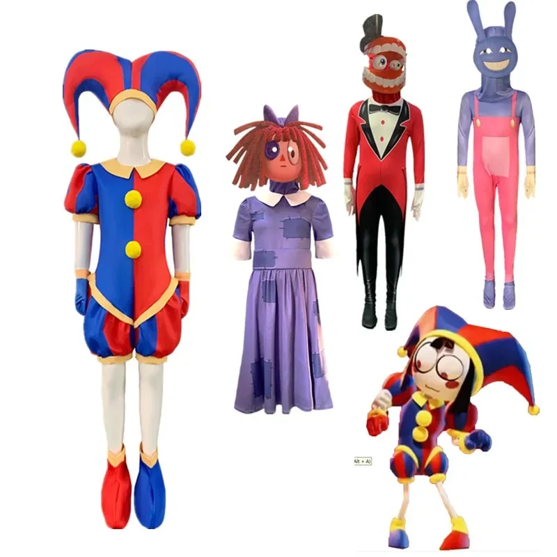 2025 New Kids Amazing Digital Circus Pomni Cosplay Womans Sexy Jumpsuit Cartoon Theater Caine Ragatha Jax Costume Hal AA