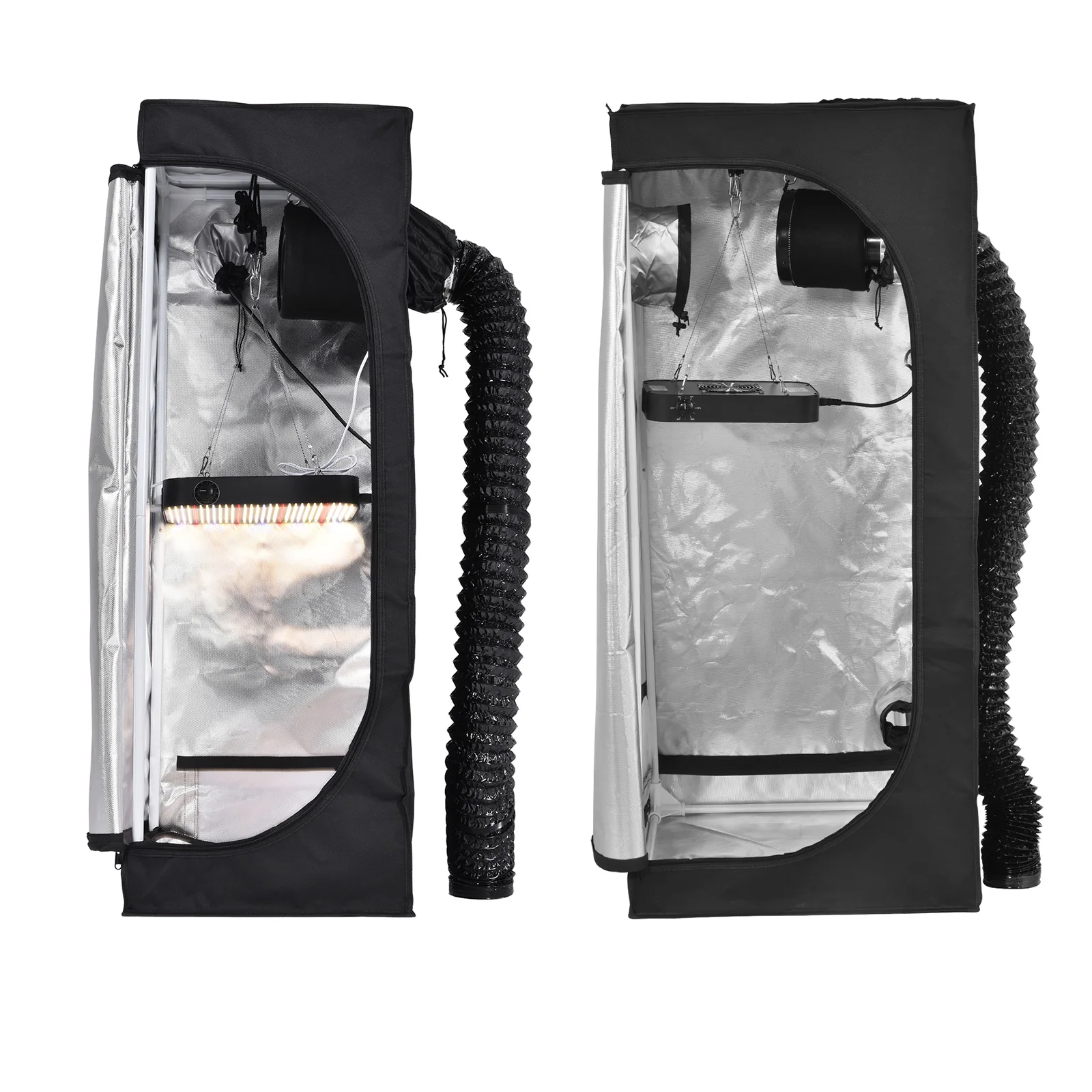 Growzelt Komplettsystem: Anzuchtzelt mit Lüfter, Aktivkohlefilter und dimmbarer LED-Vollspektrum-Wachstumslampe