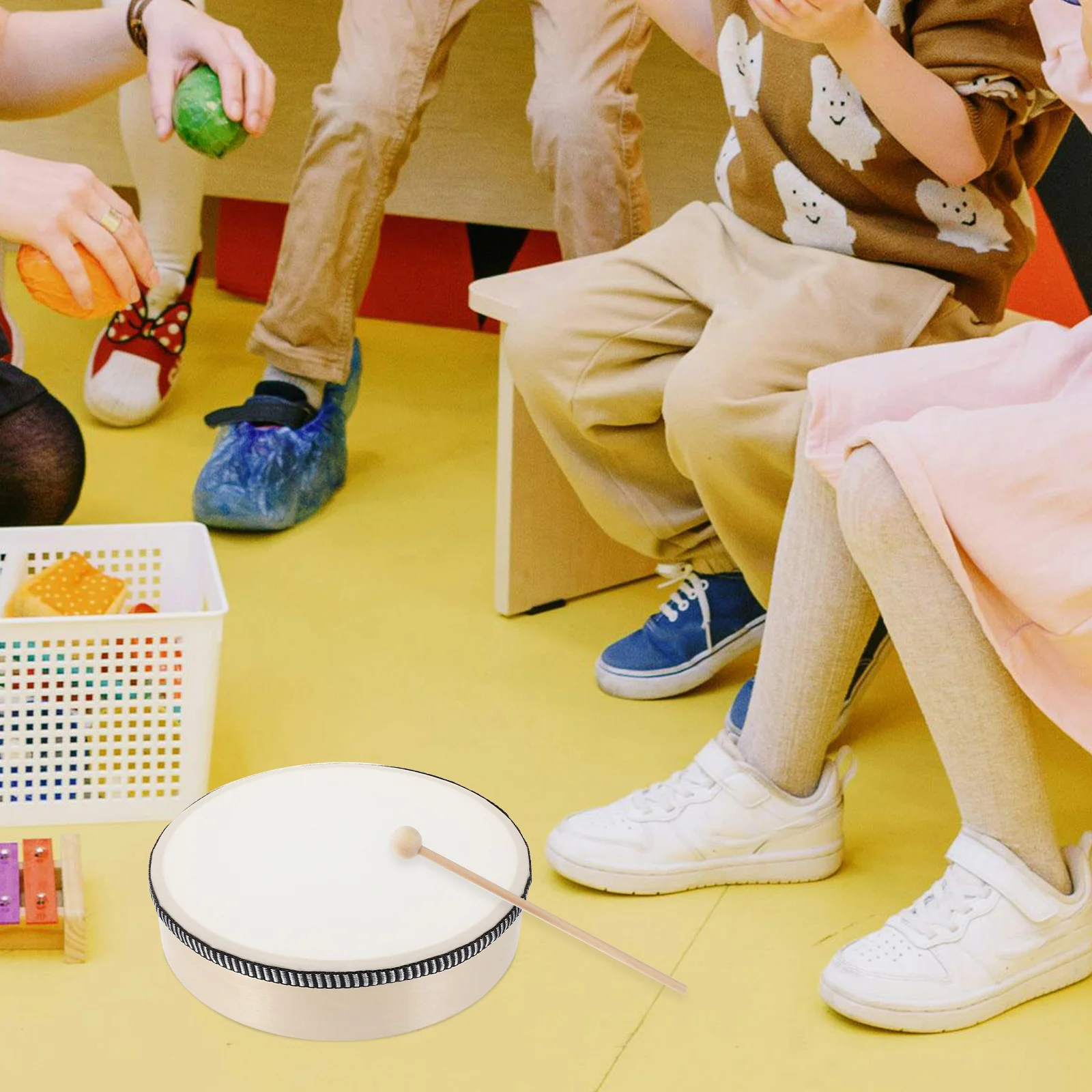 

1 Set Wooden Hand Instrument For Kids Percussion Musical Instruments Children Hand With Drumstick Toddler Drum Set Wood Drum